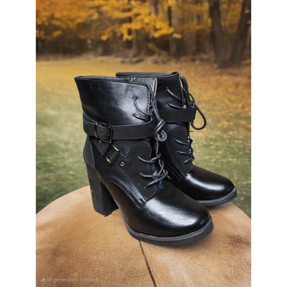 Pierre Dumas Women's Ravenna-20 Ankle Boot Black Biker Size 6 New! - Picture 1 of 10